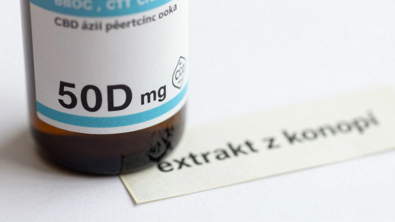 Kvalitní etiketa CBD oleje s jasně uvedeným obsahem 500 mg CBD a certifikátem analýzy