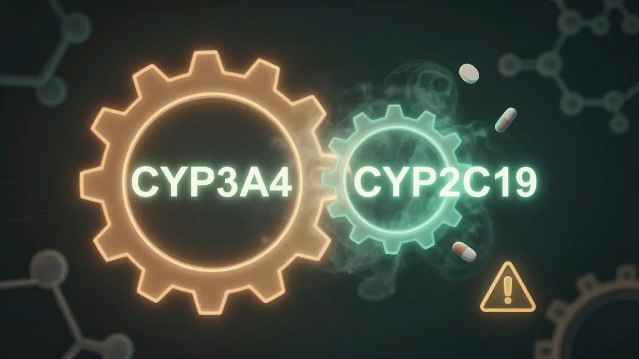 Játra s enzymy způsobujícími interakci s CBG, symbolicky znázorněno jako kola.