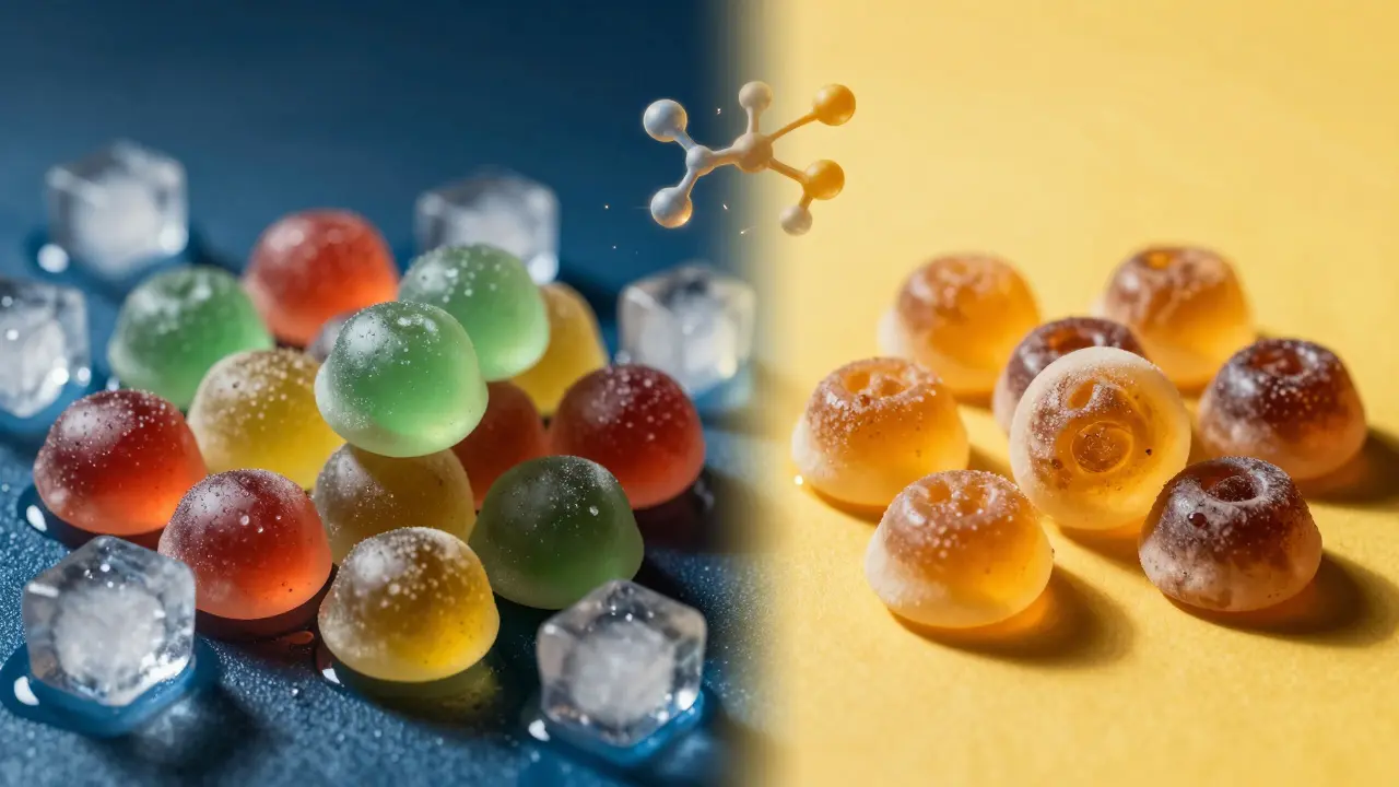 Srovnání čerstvých a zkažených edibles vlivem tepla a světla